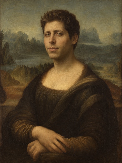 Sam Altman reimagined as the Mona Lisa